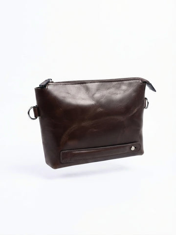 Porter Clutch Bag | Full Grain Oil Pull-Up Genuine Leather | With Shoulder Strap